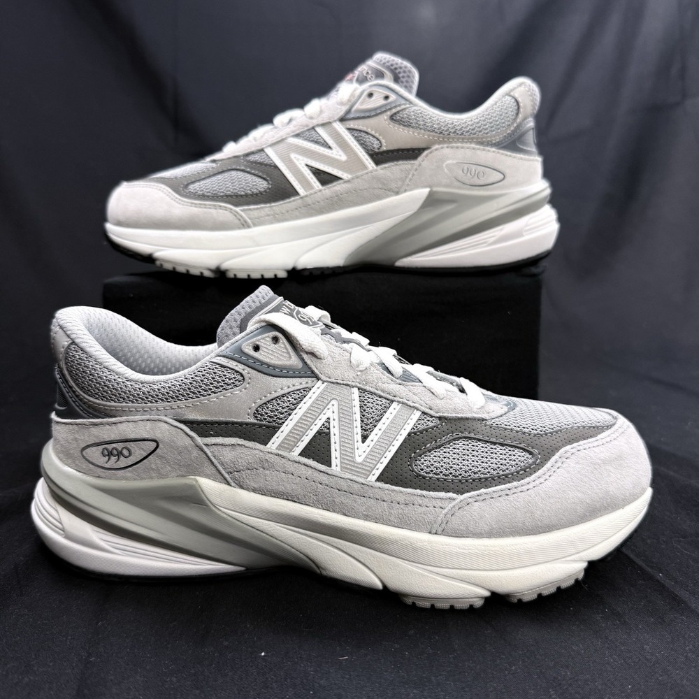 New Balance 990v6 Kids Sneaker Gray White US 6 M Suede Mesh Low Top Youth